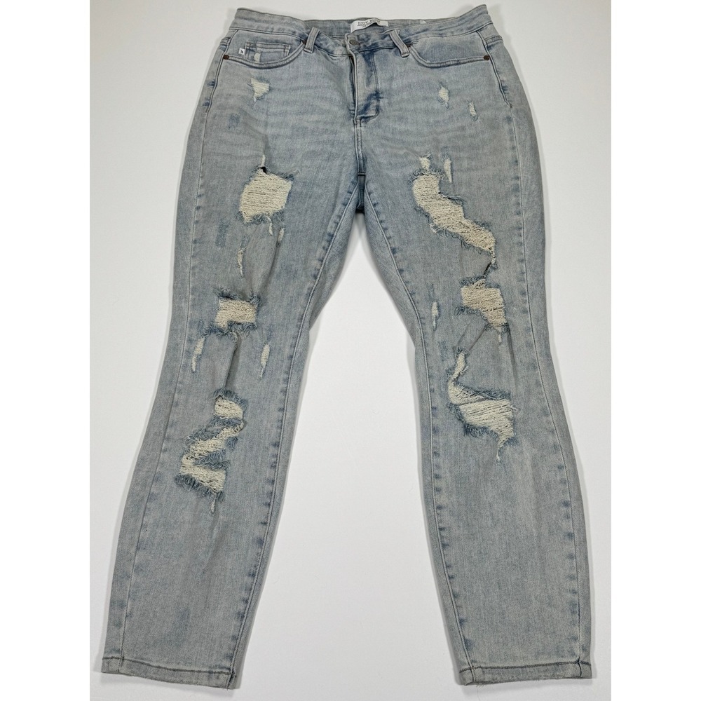 Judy Blue Womens Jeans 16W Light Wash Skinny Fit Distressed Ripped Stretch Denim